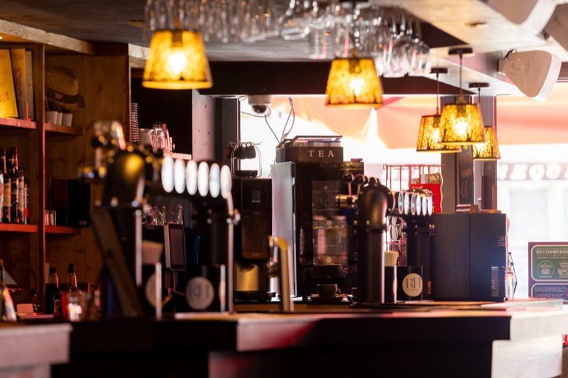 Beer taps at the Rhodos bar