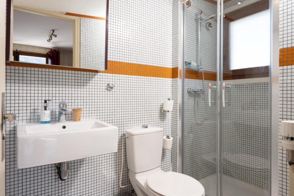 En-suite shower room at Les Rhodos