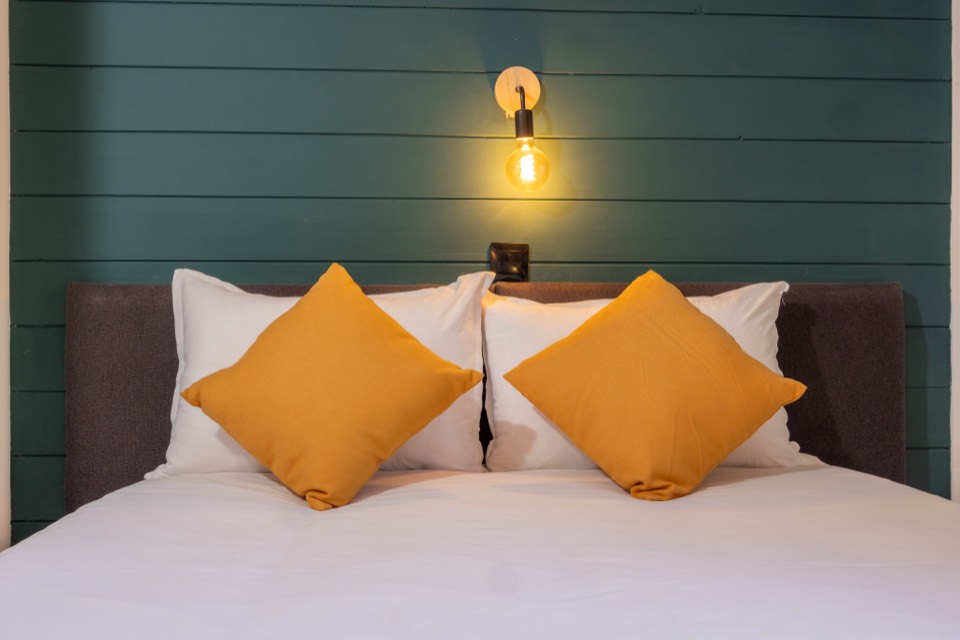 Bed detail at Les Rhodos